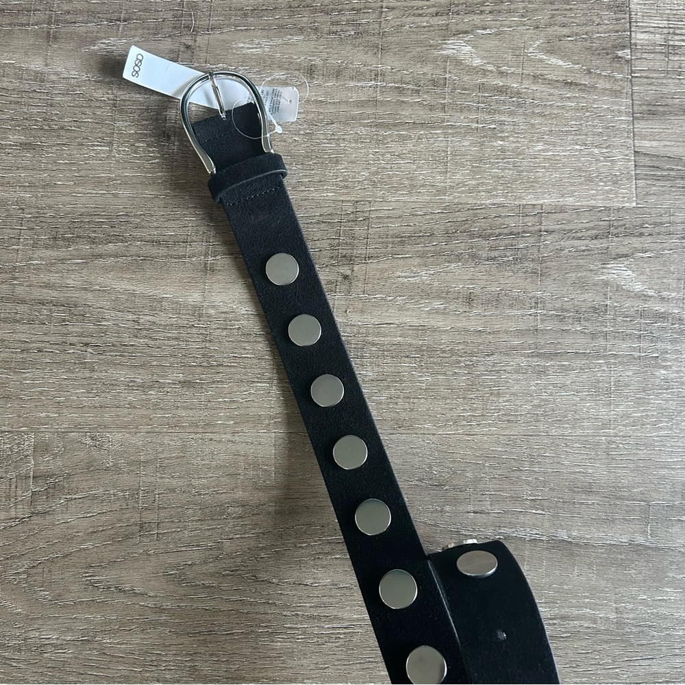 Black Studded Belt NWT, suede belt with silver hardware